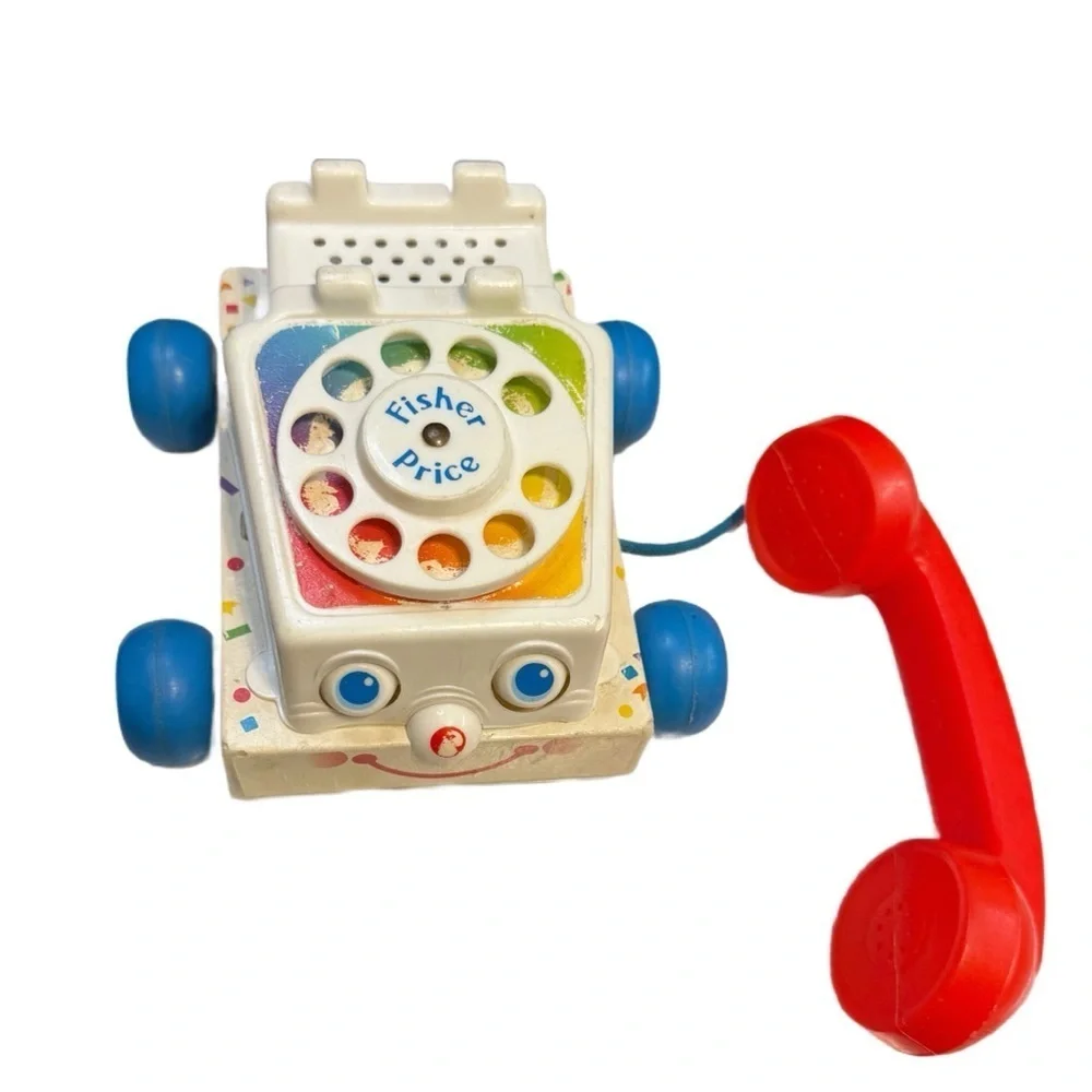 Vintage Fisher-Price Colorful Chatter Phone Toy - Red and Blue 1961